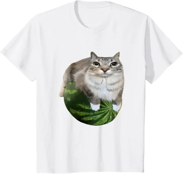 Watermelon Cat Silly Cat Meme T-Shirt A Hilarious Watermelon Print Shirt S4fc84e4e97fe4766b113d9d7f7064b685