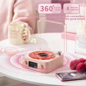 Retro Vinyl-Style Bluetooth Speaker with RGB Light