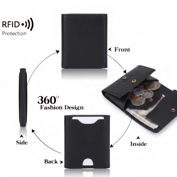 Pomelo Men Genuine Leather Bifold Slim Wallet Vintage Bronze Snap Card S51b489a76afb4a28b7104f60e92ad248n