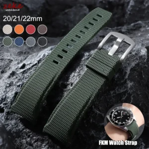 Curved End FKM Rubber Watch Strap Quick Release Band for Omega