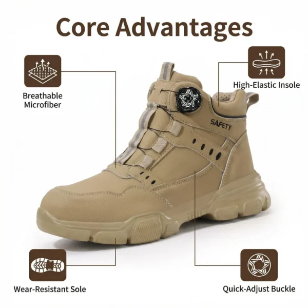 Water Repellent Leather Safety Boots for Men, Lightweight Steel Toe Anti-Smash S5466da38dc254a20aaa2a8eaaaee8500H