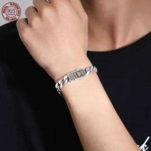 Eye of Horus S925 Silver Cuban Link Bracelet