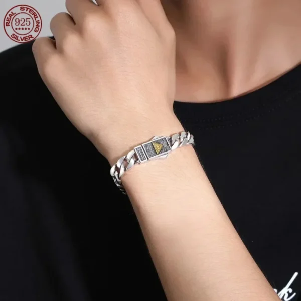 Eye of Horus S925 Silver Cuban Link Bracelet S54e4834d214b42d88edec710be8f63feI