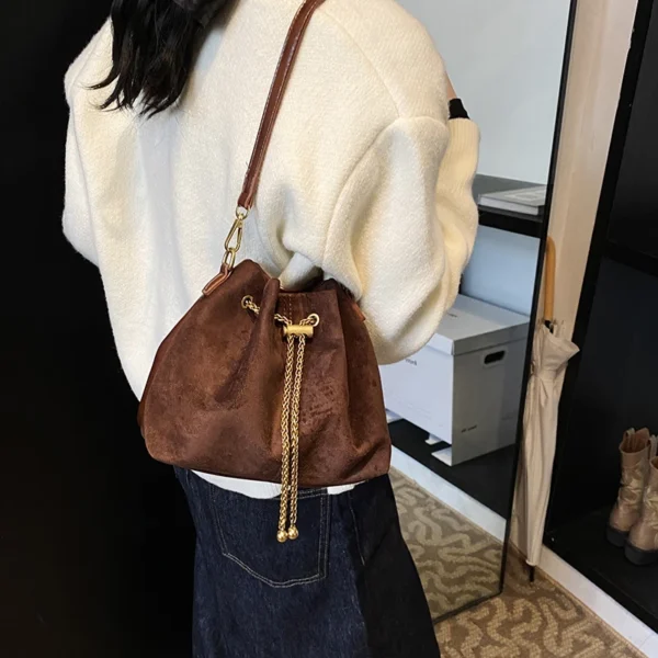 Faux Suede Crossbody Bag for Women, Solid Color S56785c9f98614ac6b3df6ae668c73fc61