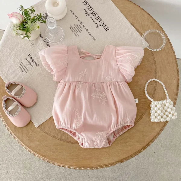 Summer new baby girl jumpsuit cute bubble sleeve embroidered cotton jumpsuit, S56f99e5f73f2439da9479e7020b72fcbT