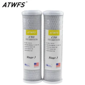 ATWFS 2pcs Universal Water Filter Activated Carbon Cartridge Filter, 10 Inch