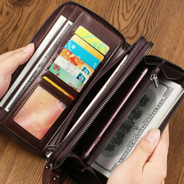 Men's Long PU faux leather Wallet with Double Zipper S58ec4167c46c497c9ef1b7170caa3786Y
