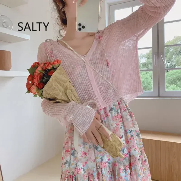 Summer Short Knitted Cardigans Women Sunscreen Outerwear Cardigan Woman Sweet Slim S59e810ec535c4cd3b532a79640e4b14cz