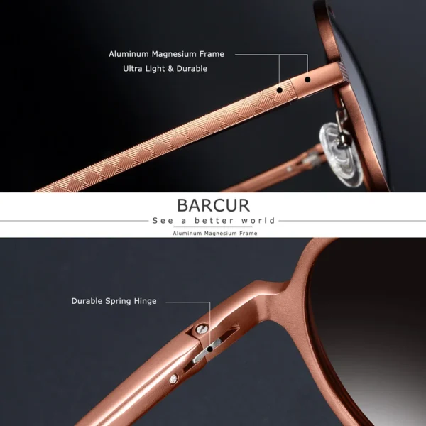 BARCUR Polarized Round Sunglasses Brand Men Glasses Retro Vintage Women Sun S5a585e3bfa9d4105a210f8313fb54845W