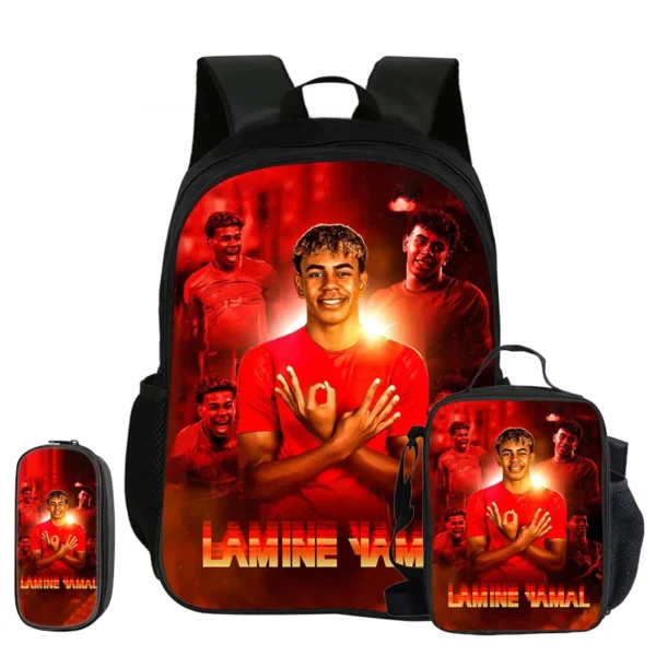 L-Lamin Yamal 3Pcs Set School Backpack Football Star child Rucksack Pencil S5bc860e69be744b6880a4bb423d51d23m