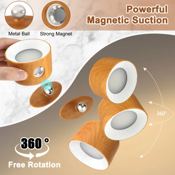 Magnetic Wall Lamp, 360 Degree Rotatable Night Light, Remote Control Desk S5bd19643f4ba49beade440662e7832d28