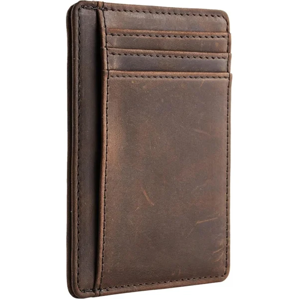 Genuine Leather RFID Blocking Retro Thin Card Holder Wallet, Crazy Horse S5c074f24371c4a7ea0459b3aa2edbcaab