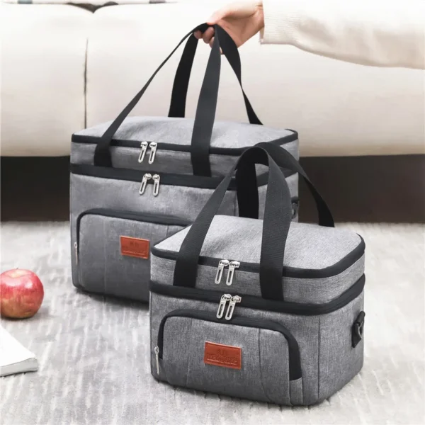 Insulated Double-Layer Tote Cooler Bag - Large Capacity Lunch Box Women/Men, S5c8633f723df445bb41c31c1959d5f5eW