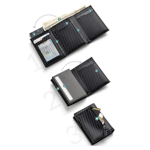 Carbon Fiber & Aluminum Men's Bifold Wallet, RFID Blocking Automatic Pop-Up S5f0eb4b053bb4f178b9677a250fca432i