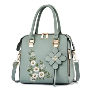 Embroidered PU faux leather Tassel Crossbody Handbag