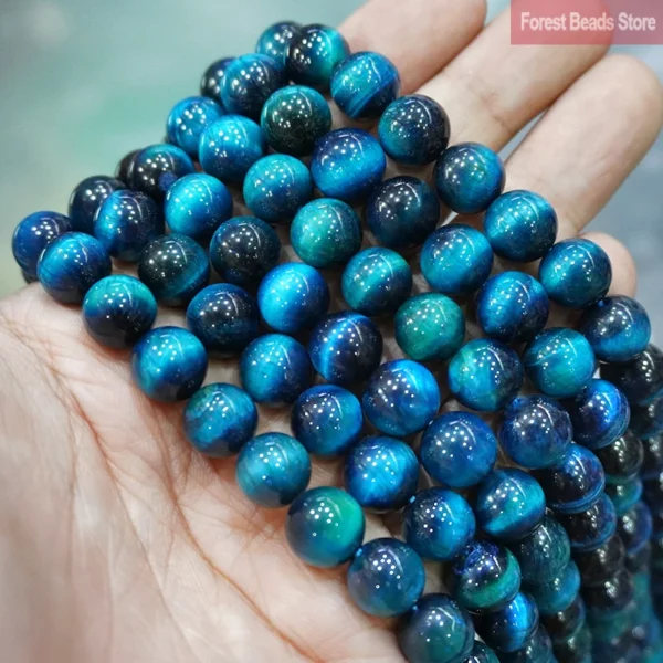 Peacock Blue Tiger Eye Round Beads S62ebc9c23611417da45604b53b2ad993s