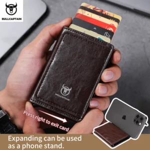 Bullcaptain Credit Card Holder Men Wallet RFID Blocking Protected Aluminium Box