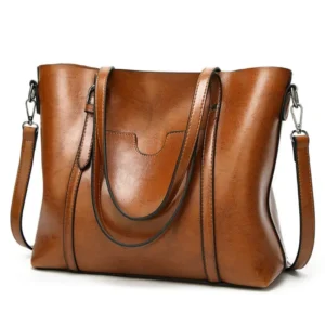Vintage Oil Wax faux leather Tote Shoulder Bag
