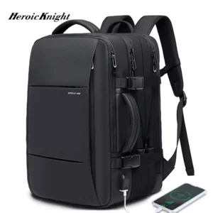 Heroic Knight Travel Backpack Men Business Backpack School Expandable USB Bag