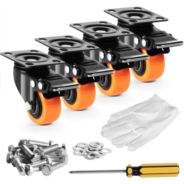 SucceBuy 2/3/4/5/6-inch Swivel Plate Casters Set of 4 with Security Dual S6d98a4958912451e89f2303ad8d811691