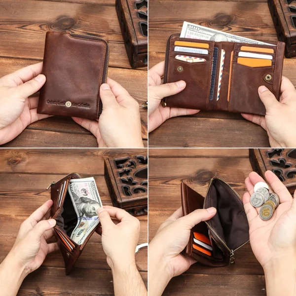 CONTACT'S Genuine Leather Men Wallet Short Bifold Vintage Senior Purse Brand S6d99b7731efc4cfe9753f65073e2307cP