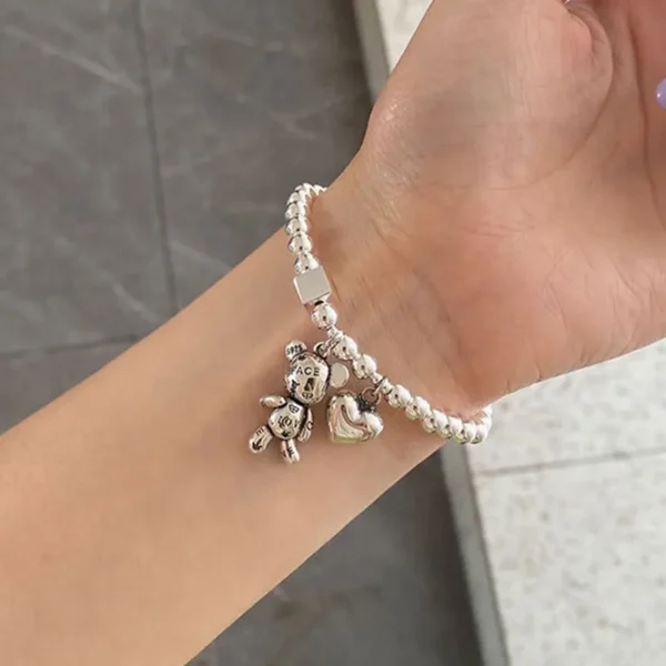 Silver-Tone Beaded Bracelet for Women