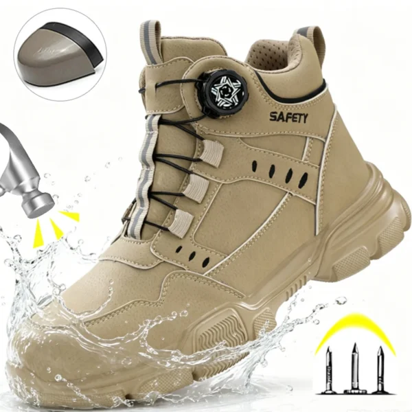 Water Repellent Leather Safety Boots for Men, Lightweight Steel Toe Anti-Smash S702abf2a0de94a7ca037a1f3ae1fc20cP