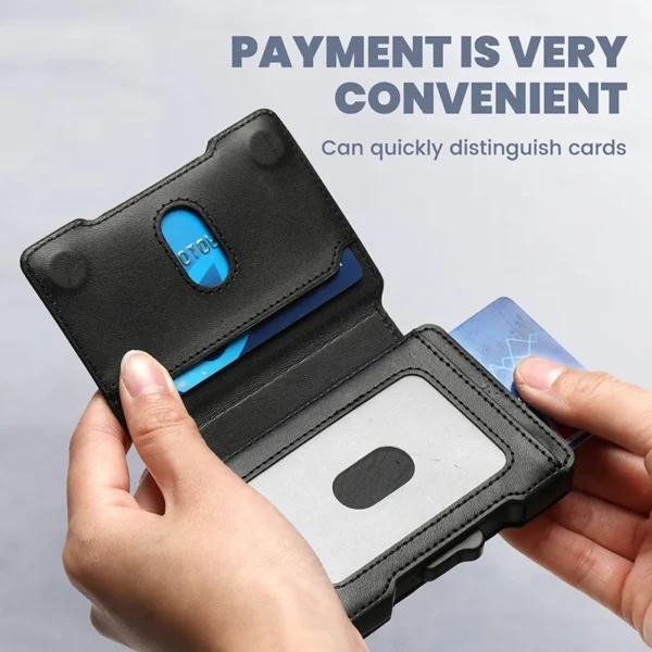 Aluminum Pop-Up Card Case with faux leather Card Slots