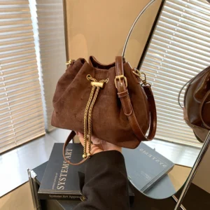 Faux Suede Crossbody Bag for Women, Solid Color