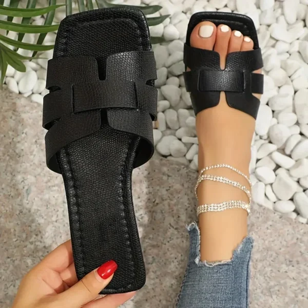 Chic Womens Slide Sandals - Lightweight, Casual, Flat, Square Open Toe S72242e9969684091ba2d096a0aa7b0b02