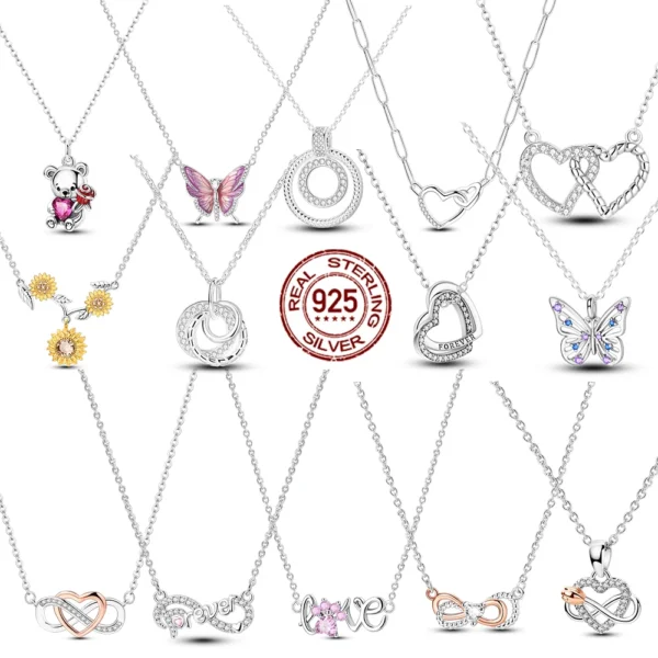 Heart Pendant Snake Chain Necklace, Silver-Tone