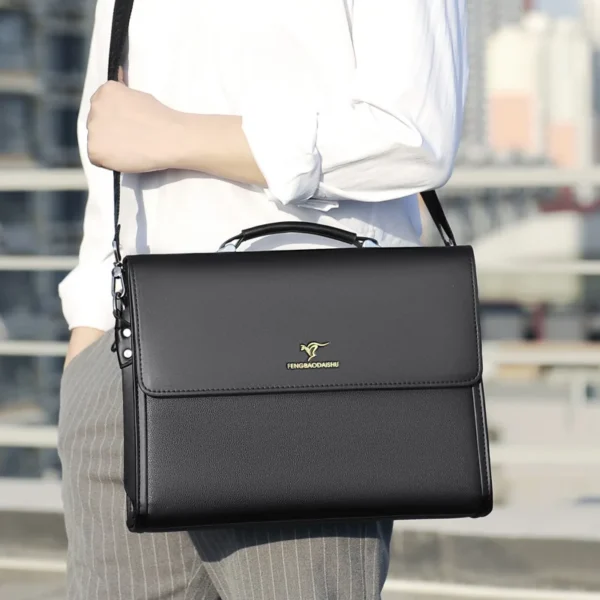 Men's Black faux leather Business Briefcase Tote S72b17b2b039a4e729eee54977747b9188