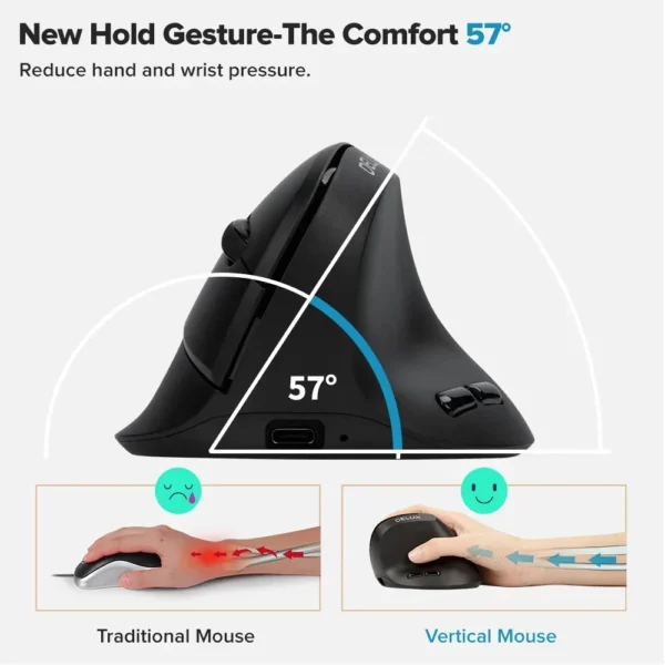 Delux M618 Air Ergonomic Wireless Mouse Vertical Mice Lightweight Rechargeable Silent S74146a1cffcf4e38b87fde1053974426M