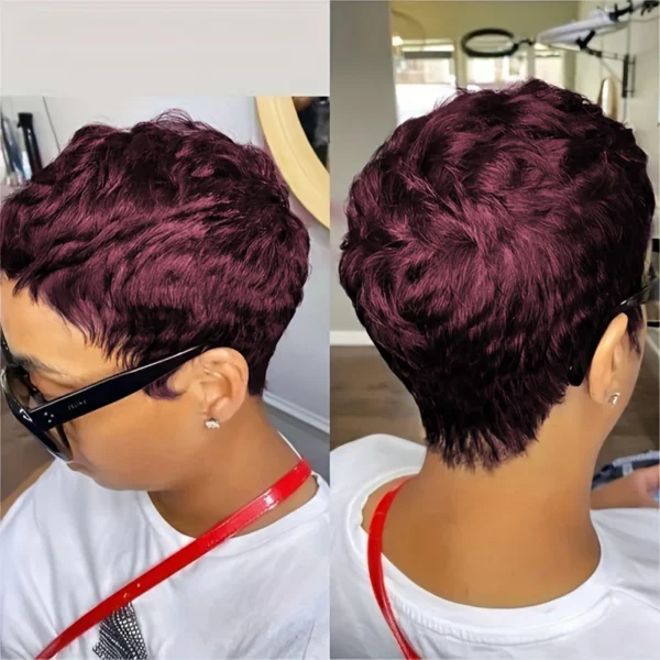Short Pixie Cut Human Hair Wig, Machine Made S743ff61a6f9b48e1a84330965ad66593d