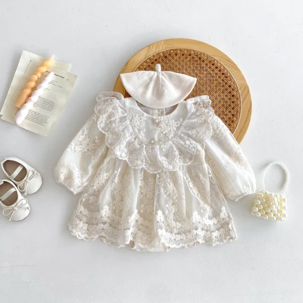 Baby Girl Princess Dress 0-24M Vintage Lace Embroidered Ruffled Collar Romper S7820f11cea8a4c5ca39d3770ad8df63fO