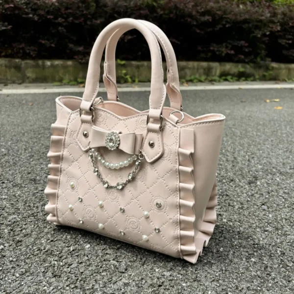 Japanese Cute Bow Pearl Rhinestone Tote Bag S790c4a2734e84343a25e6308d4dcc8344