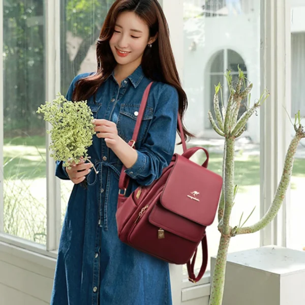 Women's Large Capacity faux leather School Backpack