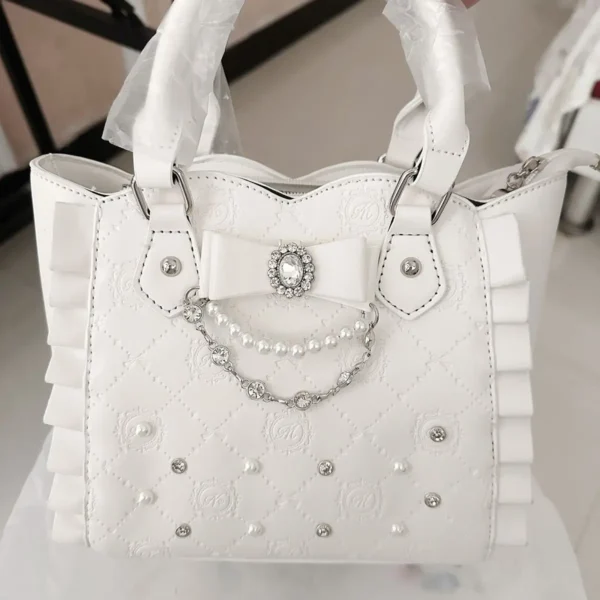 Japanese Cute Bow Pearl Rhinestone Tote Bag S7cc36e18d6c64f849ac659aef3f72208V