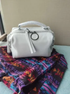 Soft Faux Leather White Handbag with Tassel