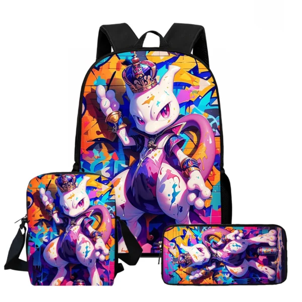 Cartoon Samurai M-Mewtwo Print Child School Backpack With Shoulder Bag Pencil S80e872a7f6c548ef906eb77bc27c25127