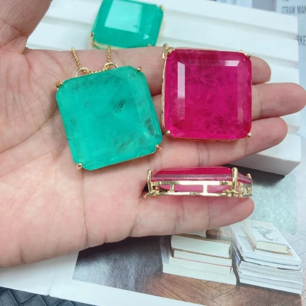 Lab-Created Green Stone Pendant Necklace S811fda2af7d441b692e941c1de184ddf1