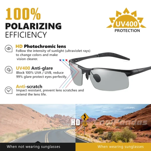 CoolPandas Photochromic Sunglasses Men Polarized Rimless Outdoor Sport Driving Glasses Day S81deeb0376954466acd7cb26ace52666y