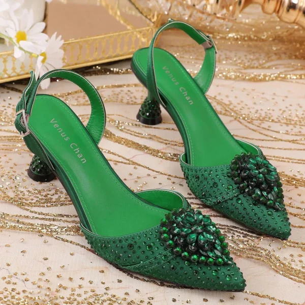 Women's Green High Heels - Italy-Inspired Rhinestone Pointed-Toe Design for Gorgeous S8309e6b1f76f44a1a0879d88f0e91566a