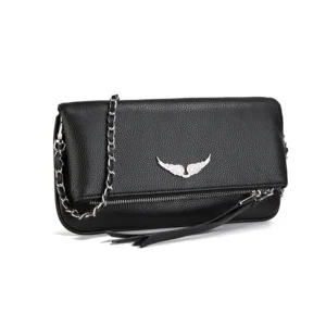 Classic Black Women Crossbody Bag New Fashion Chain Shoulder Bag Lychee