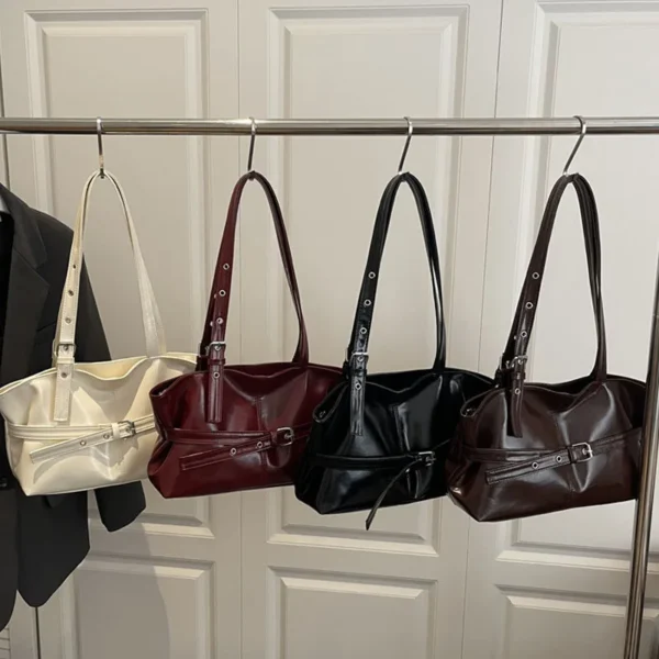 New Fashionable Versatile Belt Buckle Handbag Korean Style Solid Color Soft S85797f908e5d4416b9e462c0ce1c7c23D
