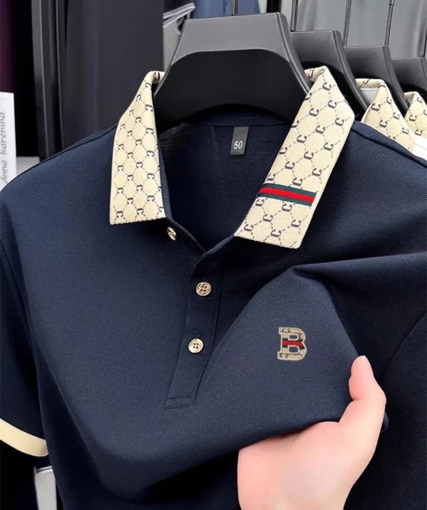 brand B letter embossed short sleeve polo shirt men summer lightweight S86c9bc47628f408b88c6ccf692572838q