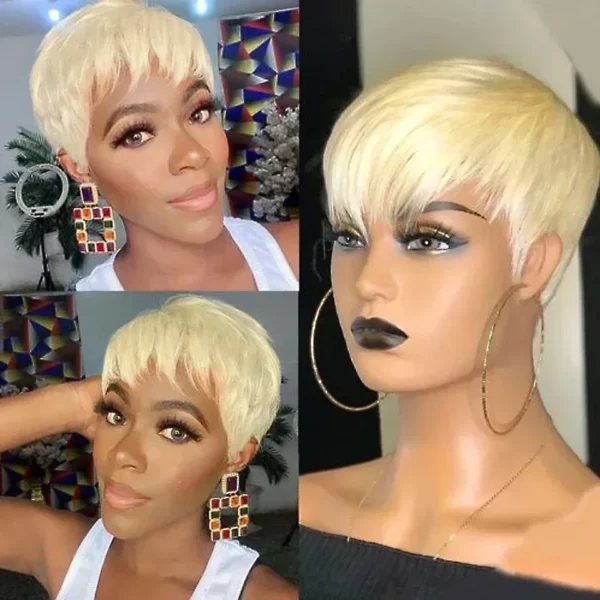 Short Bob Human Hair Wig, #613 Blonde Mullet Style S877f33477d2a43259a9951e993207dccr