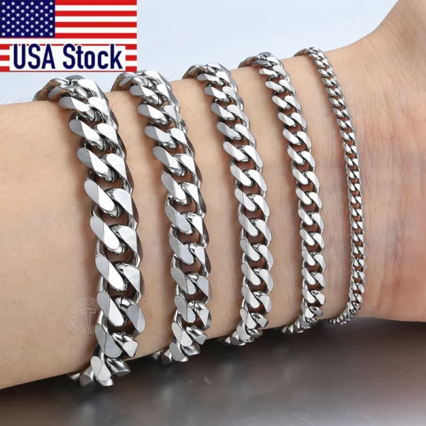 Men's Stainless Steel Curb Cuban Link Bracelet S88753d7e6fa94a09bc5926011c89b3b43