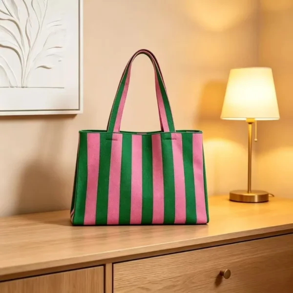 New Bohemian Style Knitted Striped Woven Bag Large Capacity Yarn Handheld S89dba65cde3a48629d818efd2fecd6f0L