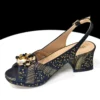 Elegant Italian-Style Party Shoe and Bag Set, Black